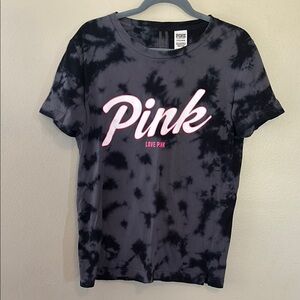 PINK Victoria's Secret Black Tie-Dye Tee